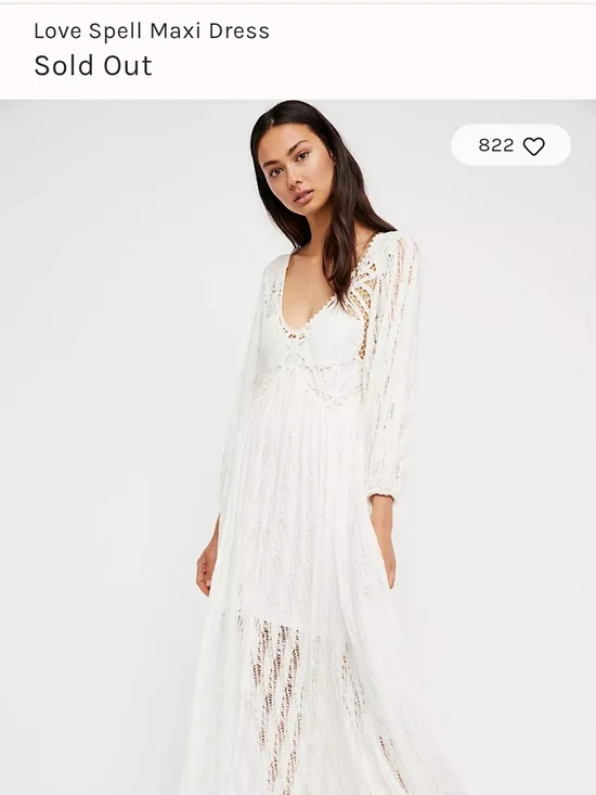 Free People Cream Crochet Maxi Dress