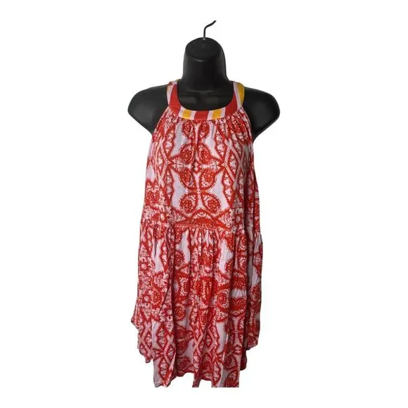 NEW Free People Knit Swing Tunic Top Sz. L Lavender Combo Floral Sleeveless