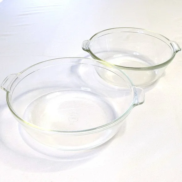 Vintage Pyrex Clear Glass Round Casserole Dish Set 023 1.5QT & 024 2QT USA Made