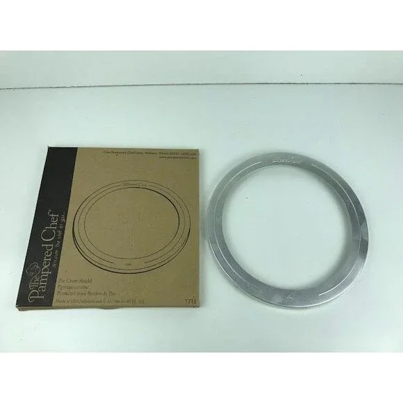 The Pampered Chef Baking 10 inch Pie Crust Shield Silver Made In USA Ships Fast