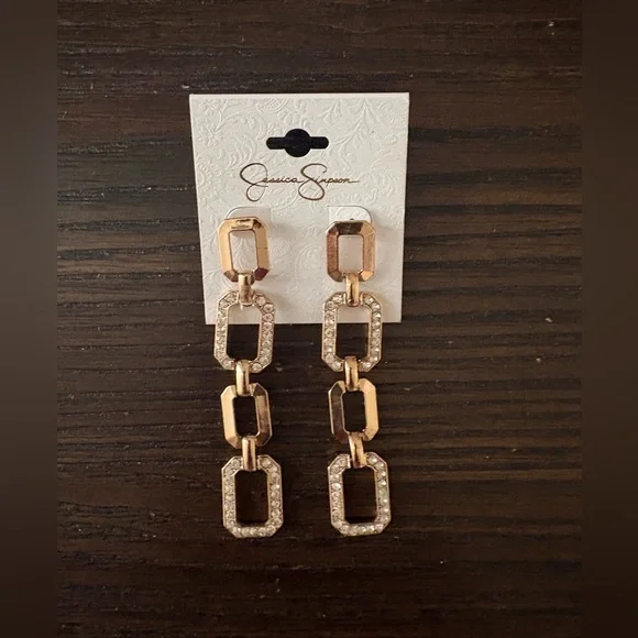 NEW Jessica Simpson Gold Link Earrings