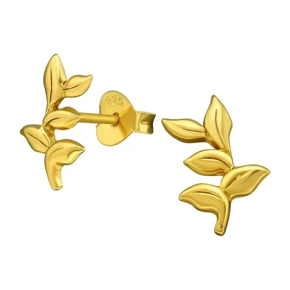14k Gold Vermeil Leaf Studs