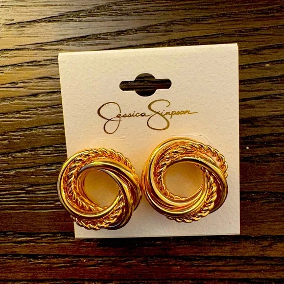 NEW Jessica Simpson Twisted Gold Earrings