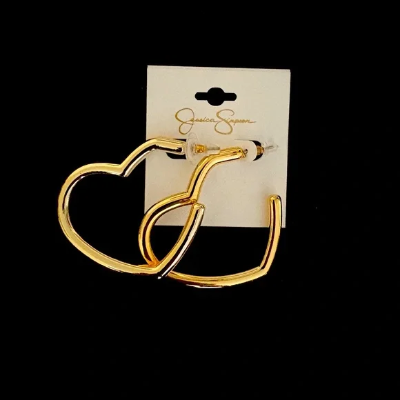 NEW Jessica Simpson gold heart earrings
