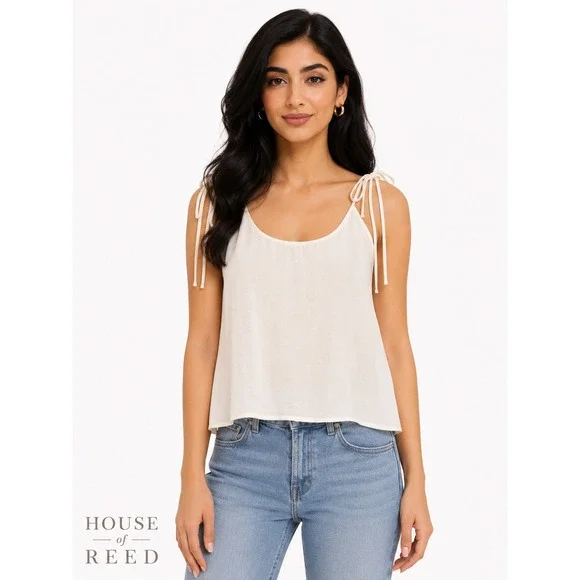 Intimately Free People White Tie Shoulder Cami Tank Top Ivory Medium Boho