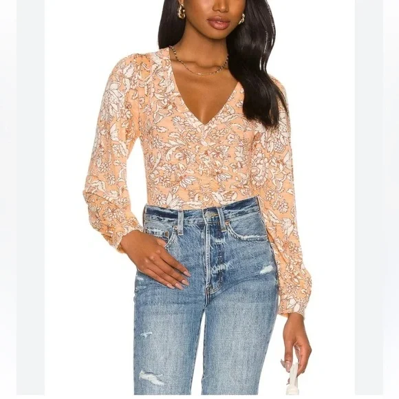 Free People say the word blood orange v-neck top 33018