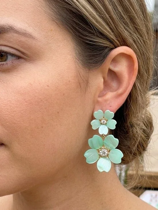 Mia Charro Mint Green Flower Earrings