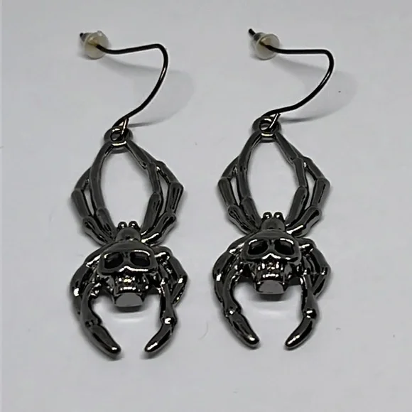 Earrings Spider skull Goth‎ Gothic Halloween
