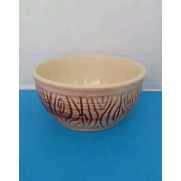 Vintage Ceramic Bowl‎ Brown Abstract Design Kitchen Decor Serving Bowl