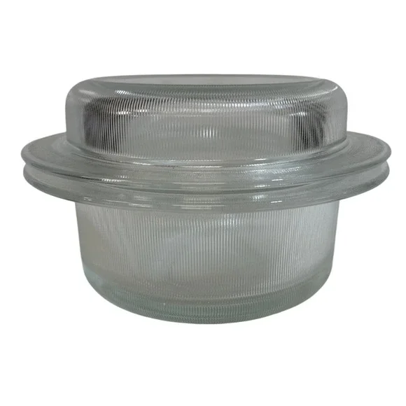 Vtg Chefs Choice Ribbed Glass‎ Baking Dish 2 Quart Clear with Lid READ DESC