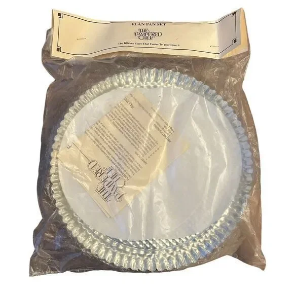 The Pampered Chef Flan Pan 10 inch 2 Flan Pan Set/Cake Tart/Pie New‎ Original