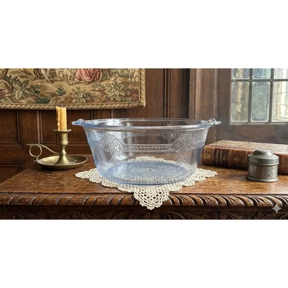 Fire-King‎ Philbe Sapphire Blue Glass Round Casserole Dish Vintage Ovenware