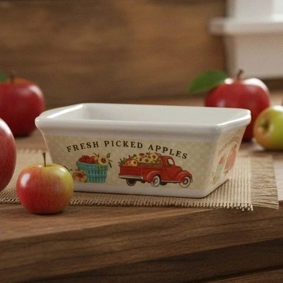 Royal Norfolk Small Loaf Pan, Vintage Farm Picked Apples‎ Design, Bakeware