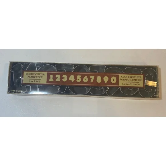 Vintage Fox Run Craftsmen Number Cookie Cutter Set‎ 1980 Tin Steel 3687 9pc