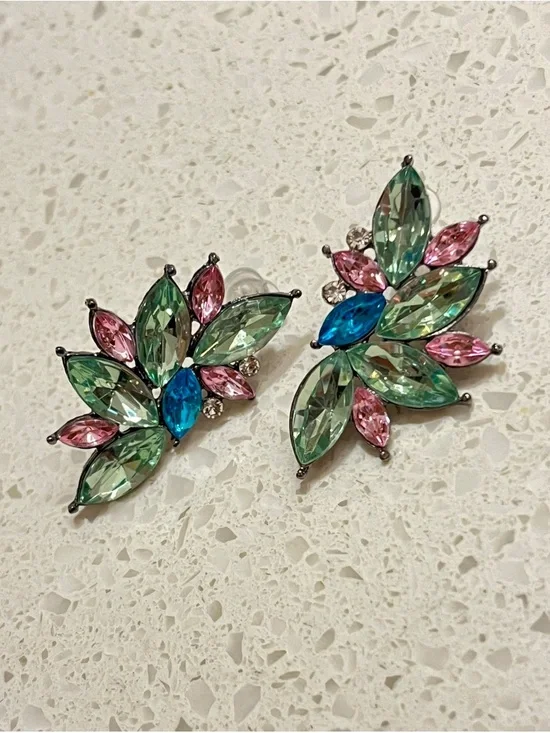 Retro Cluster Crystal‎ Dangle Earrings Rhinestone Statement Stud Earrings