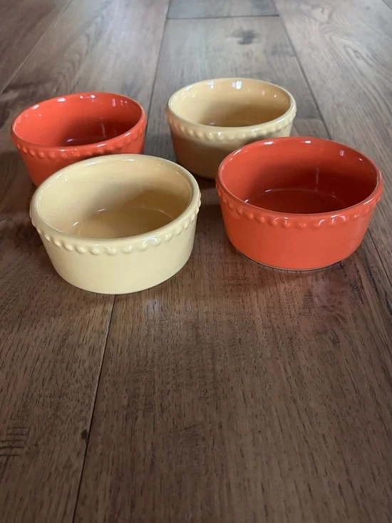 Signature Ceramic Ramekin Set in Orange and Yellow for Fall