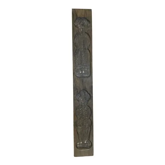 Vintage Speculaas Springerle Dutch Folk Wooden Cookie Mold Plank Baking Decor
