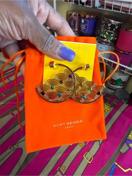 Kurt Geiger London Rainbow Crystal Statement Hoop Earrings – NWT – Dust Bag Incl