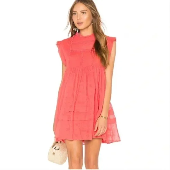 Free People Nobody Like You Babydoll Minidress Coral Size XS