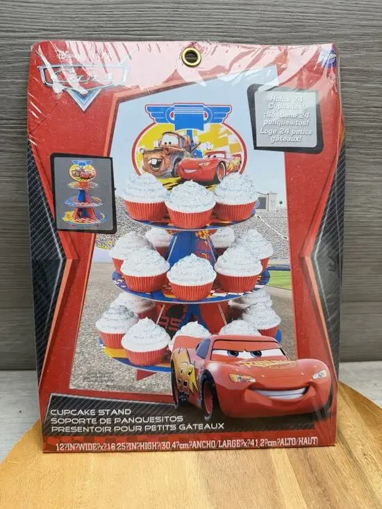 Wilton 3-Tier Cupcake Treat Stand Cars New In Original Clear Wrapped Package