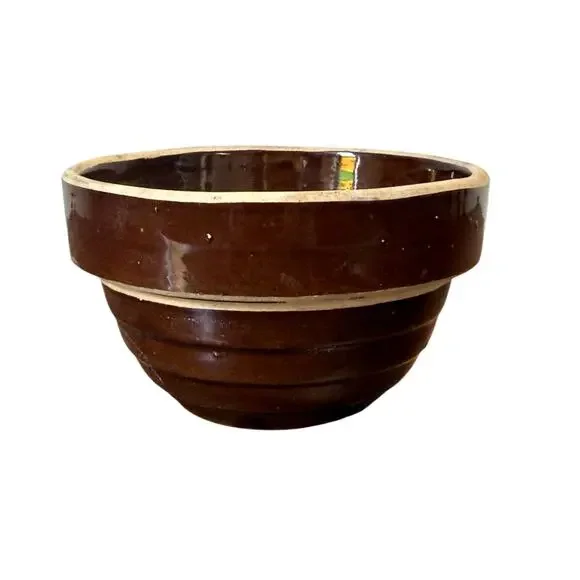 Vintage McCoy USA Brown Beehive Mixing Bowl Stoneware Pottery 5