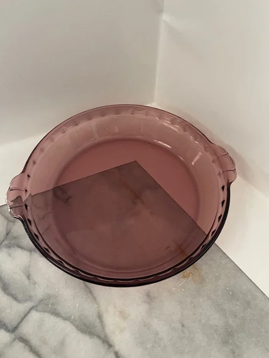 Vintage Pyrex Pie Pan Cranberry Purple Glass 10”x 1.5
