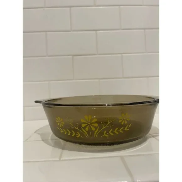 Vintage Corning Ware Smoked Brown Glass 8