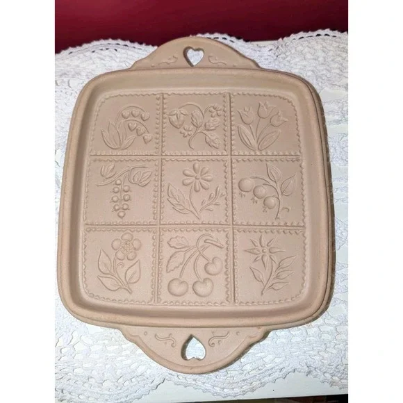 1988 Brown Bag Cookie Square Floral Shortbread Baking Mold Hearts Cottagecore
