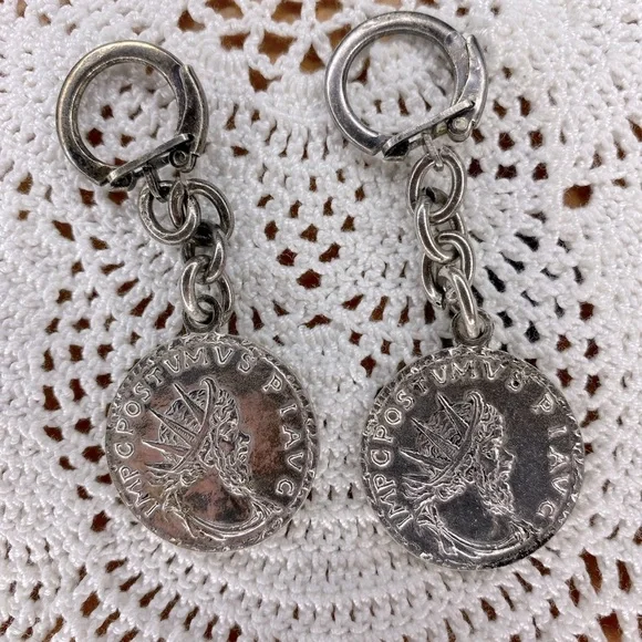 Silver Coin Drop Earrings