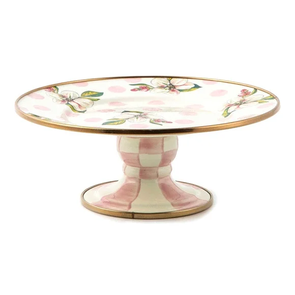 NEW Mackenzie-Childs Wildflowers Pink Mini Pedestal Platter