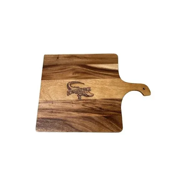 Cutting Board wooden rounded handle large Cayman Jack engraved alligator NEW
