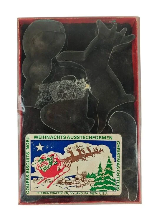 Vintage Metal Christmas Cookie Cutters Set 1970s Holiday Fox Run Craftsmen