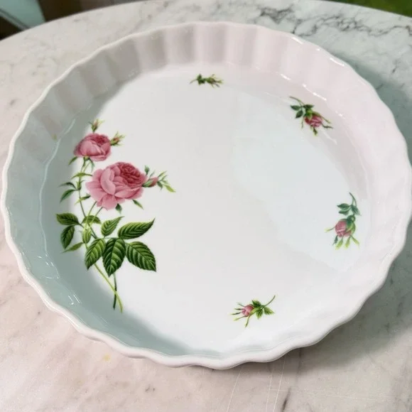 VTG‎ 1990s Christineholm Porcelain Rose Quiche Tart Pie Plate 9