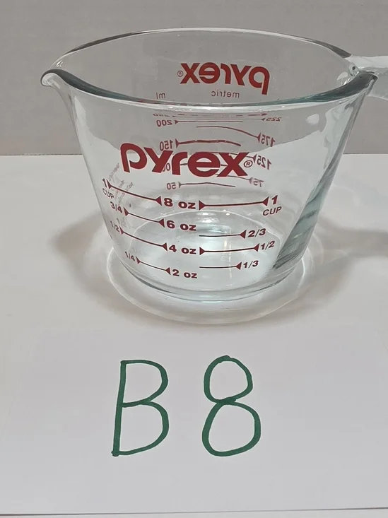 Pyrex Clear Glass Measuring Cup with Red Markings