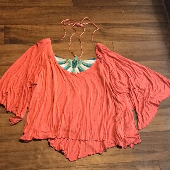 Free People Coral Mayfair top NWT halter tie neck
