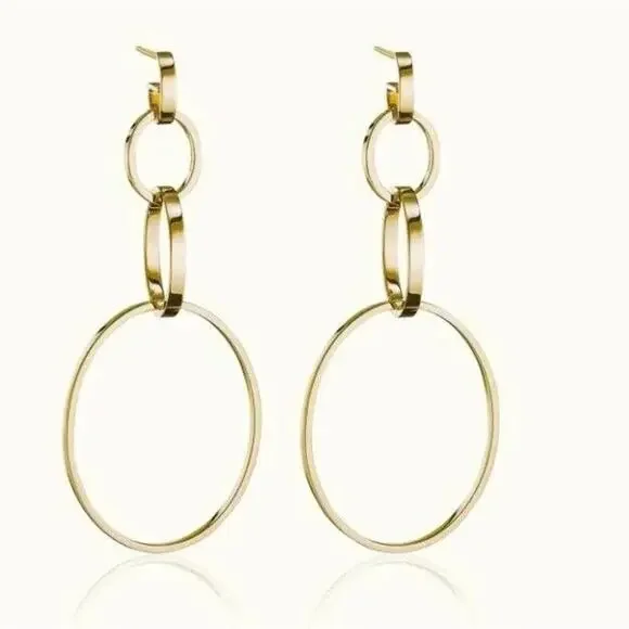 Vita Fede Cassio Earrings Gold Tone Modular Linked Hoops Adjustable‎ NWT