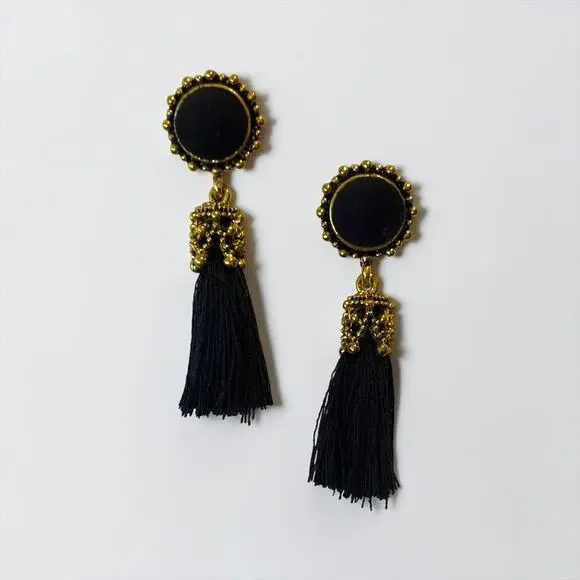 Vintage Women Velvet Black Earrings