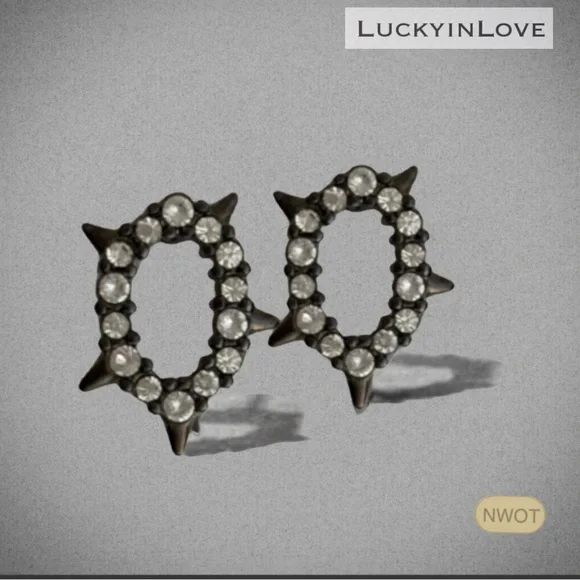 ALEXIS BITTAR • Gunmetal Crystal Spiked Stud Earrings