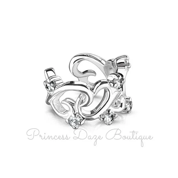 Silver Unique Diamond Clip On Ear Cuff /‎ Fake Cartilage Non-Piercing Earring