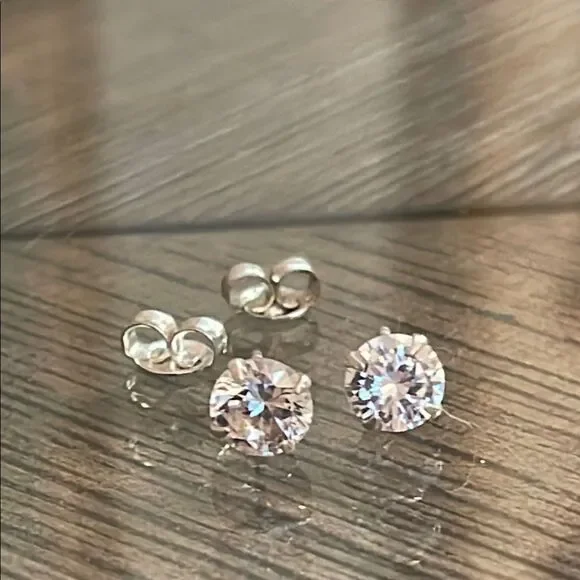 Sterling Silver Stud CZ Earrings