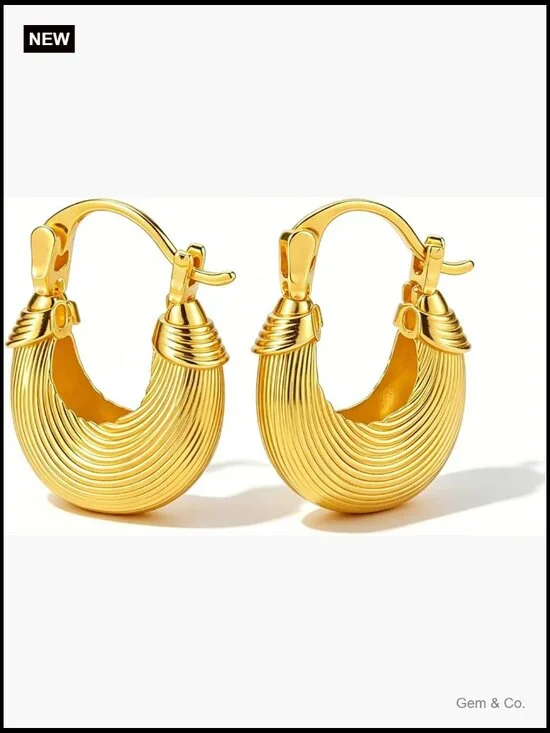 Chunky Teardrop Huggie Hoop Earrings Statement Dangle