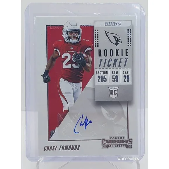 2018 Panini Contenders Rookie Ticket Auto Chase Edmonds #180 Arizona Cardinals