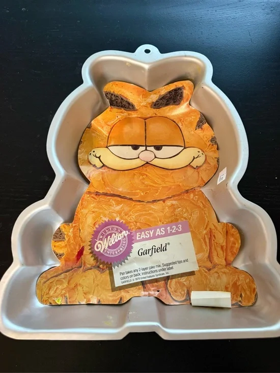 Vintage Wilton Garfield Cake Pan w/ Original Decorating Insert 1978 Aluminum