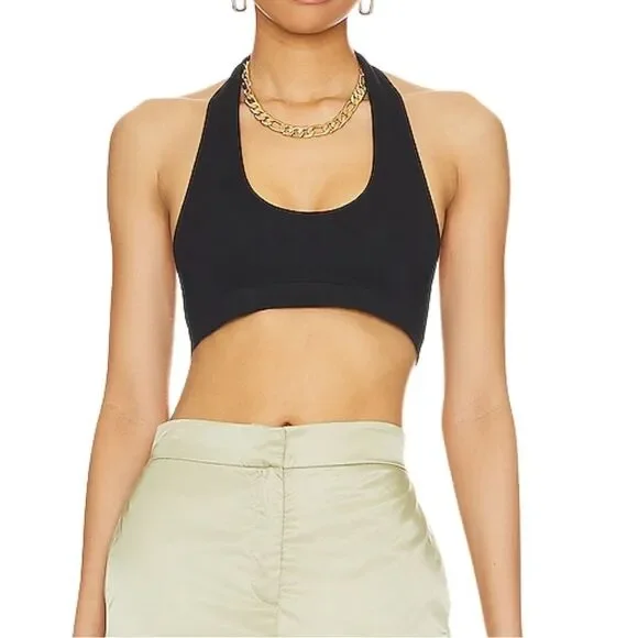 Free People Intimately Essential U Neck Halter in Black