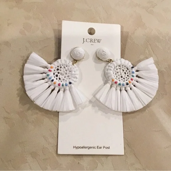 J Crew Statement Raffia Fan Post Earrings