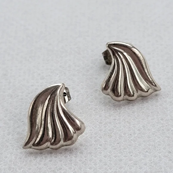 Vintage Silver Angel Wing Wave Earrings