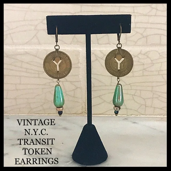 Vintage  New York‎ City Transit Token Earrings
