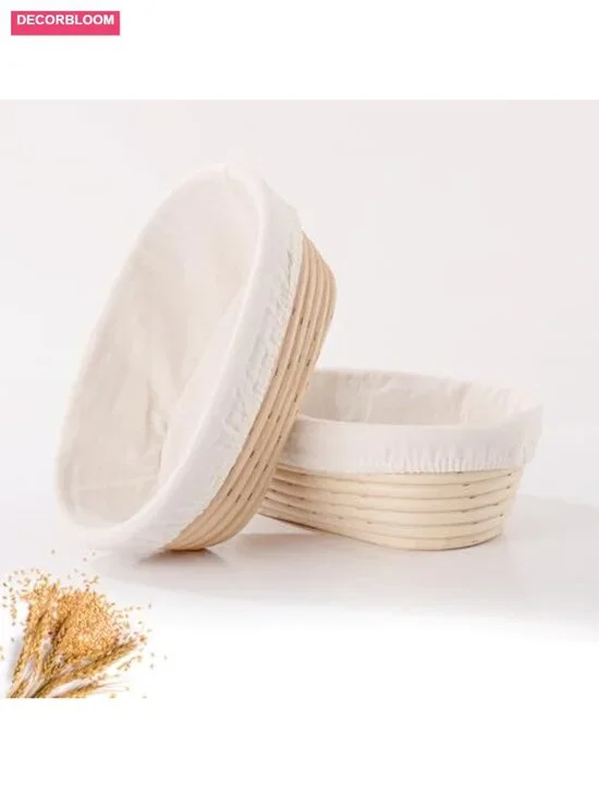 Handmade Natural Rattan Oval Bread Proofing Basket with Liner for Sourdough