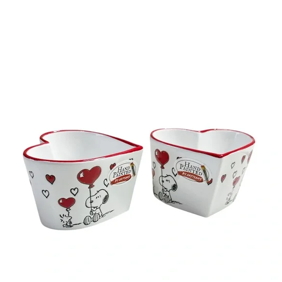 NEW Peanuts SNOOPY HEART SHAPED RAMEKINS Set/2