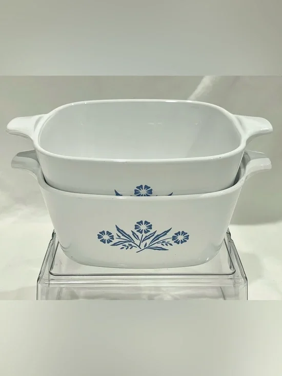 Pair (2) Vintage Corningware “Cornflower Blue” 2-3/4 C Baking Dishes | VGUC
